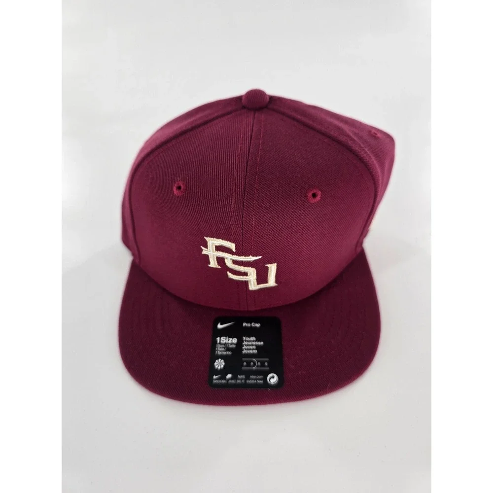 Nike Florida State FSU Pro Cap Youth One Size Team Issued Crimson Flatbill Hat